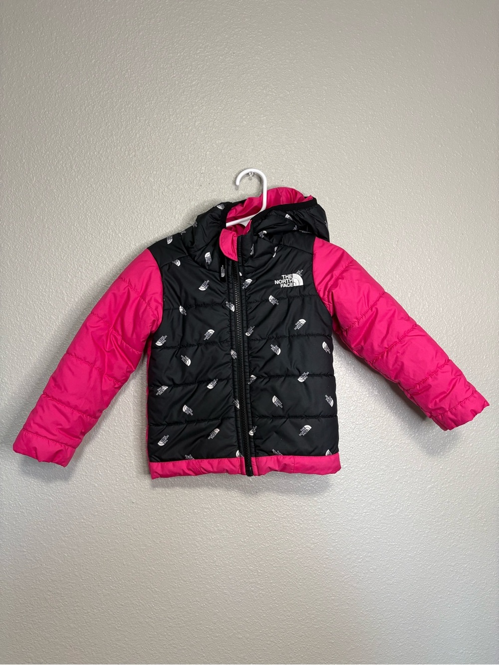 The North Face Reversible Perrito Jacket Pink Black Girls Size 2T